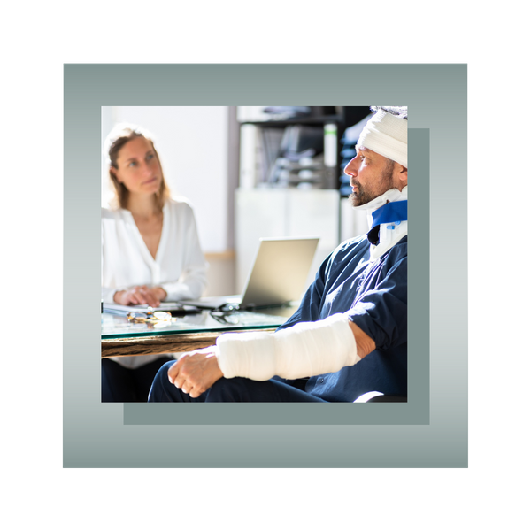 injured person meeting with a lawyer