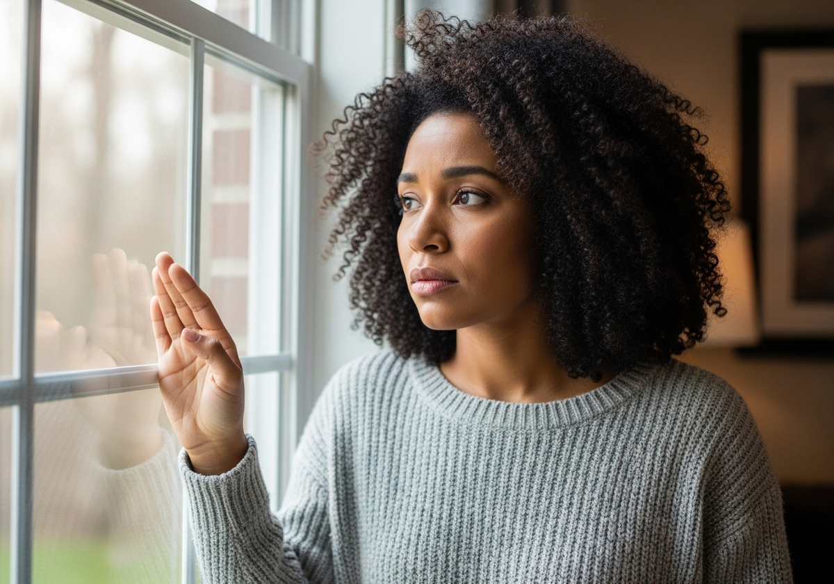 Woman Looking Out Window