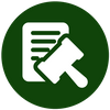 gavel and paperwork icon