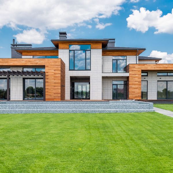 new mansion with prominent windows