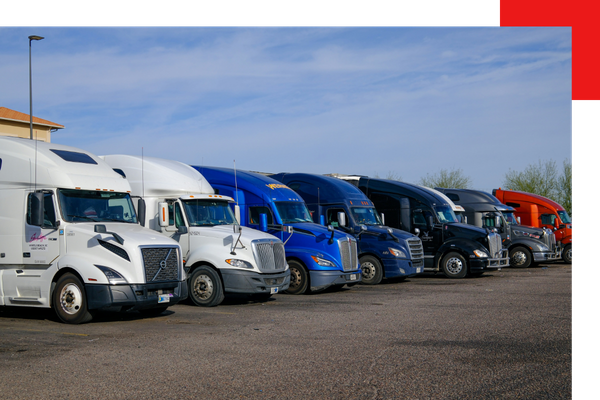 a row of semi trucks