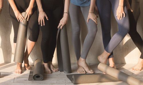 Women with their yoga mats