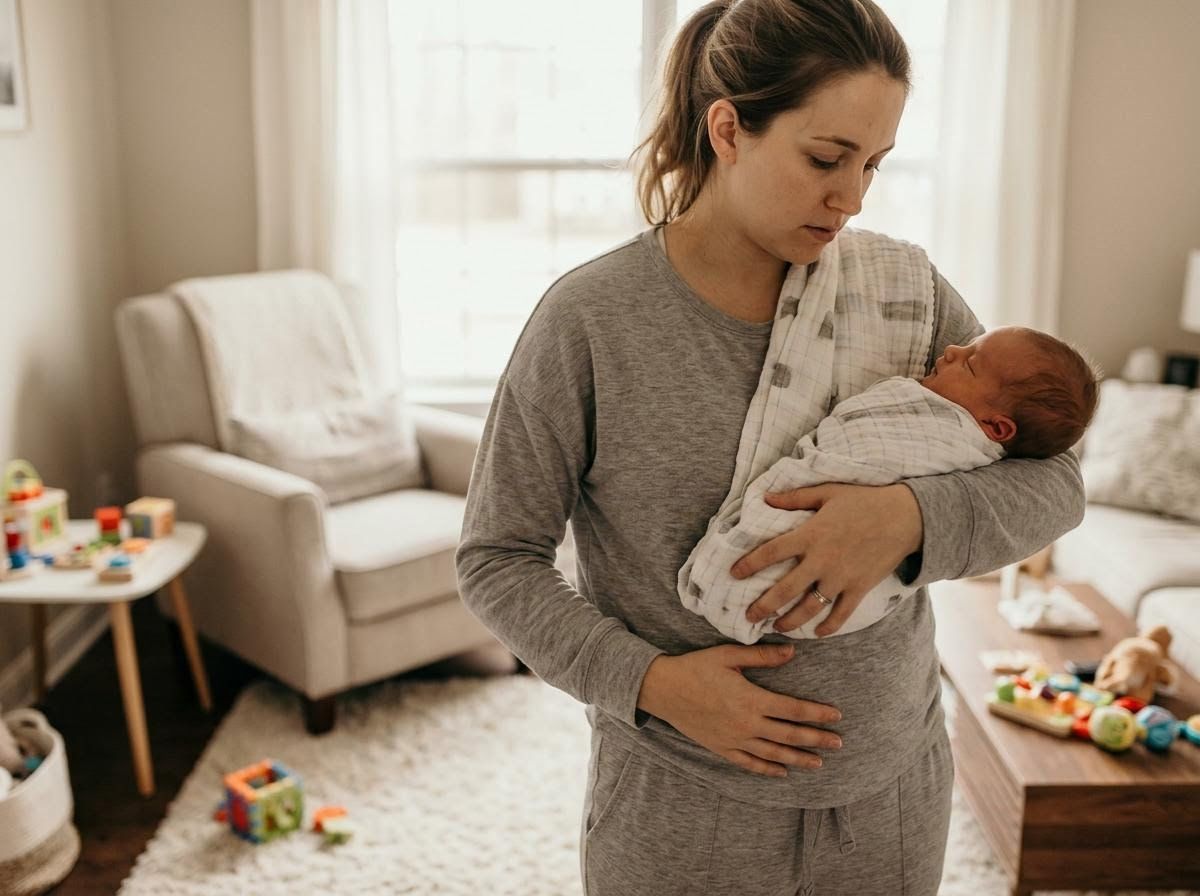 Mother holding her newborn baby