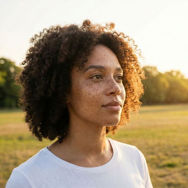 A person standing outdoors in a park looking toward the horizon.