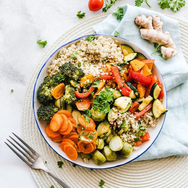 Healthy meal on a table placemat.