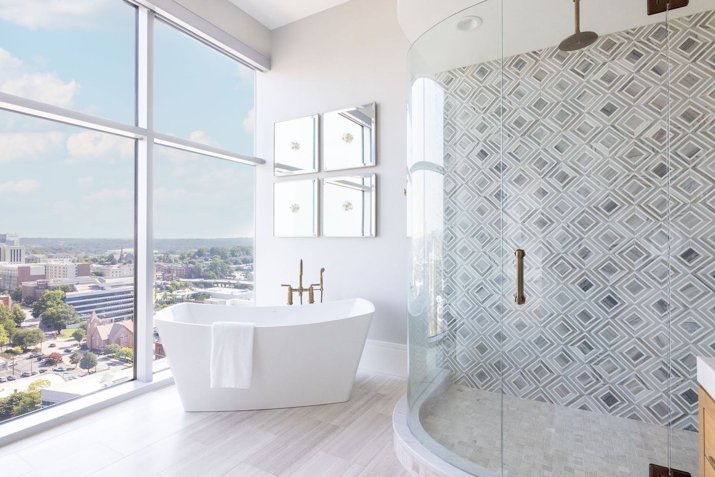 Modern Upstate Penthouse bathroom with a view 