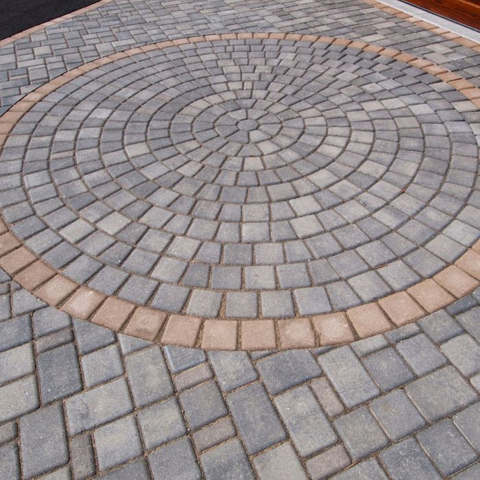 pavers arranged in a circular pattern