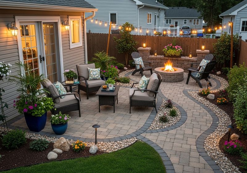 Cozy Backyard Patio with Fire Pit