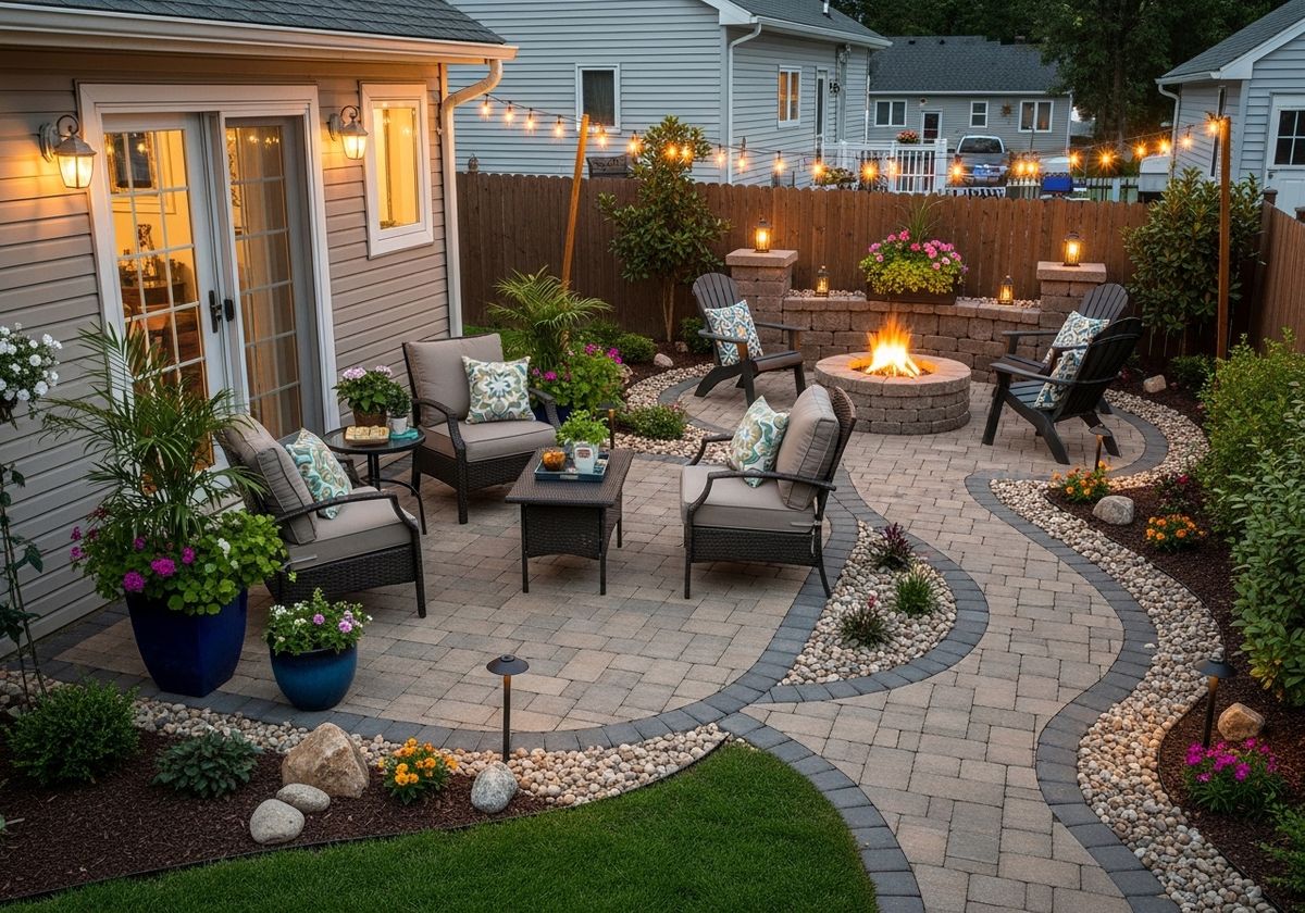 Cozy Backyard Patio with Fire Pit