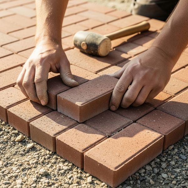 Pavers being installed.