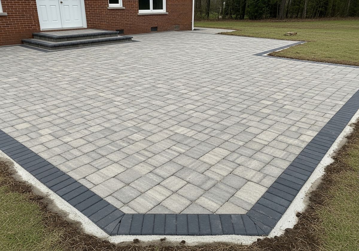 Grey Paver Patio with Dark Border