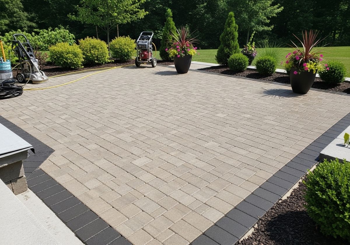 Professionally cleaned paver patio