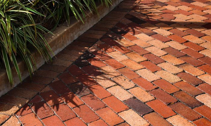 closeup of paved patio