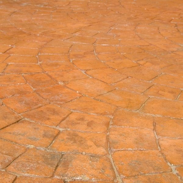 Freshly sealed pavers.