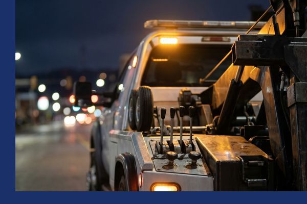tow truck at night