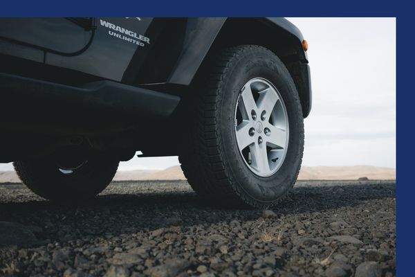 Close up of car wheels on the road