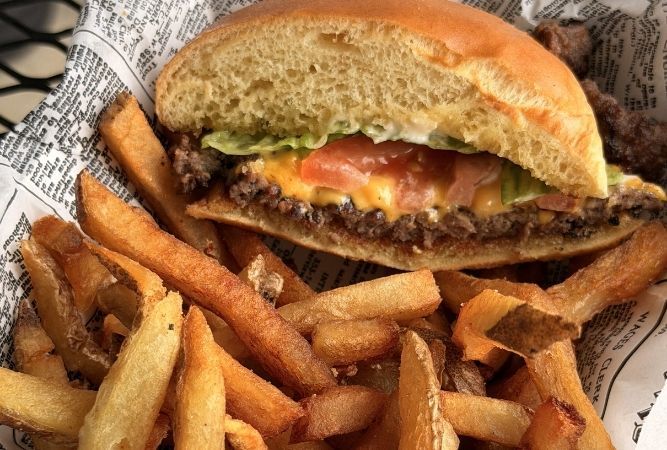 Burger and fries basket