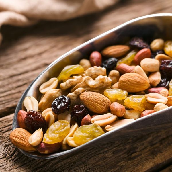 A scoop of dried fruits and nuts