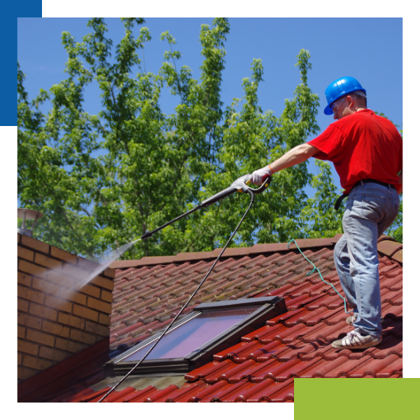 technician pressure washing roof and chimney technician pressure washing roof and chimney