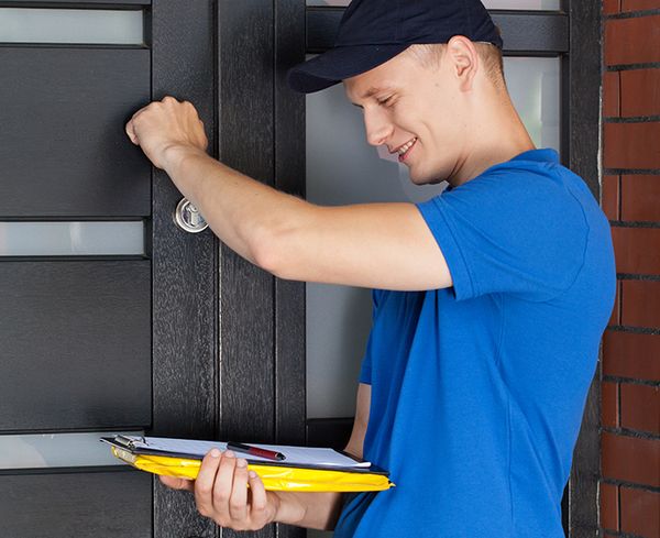 man knocking on a door