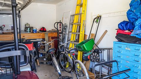 cluttered garage