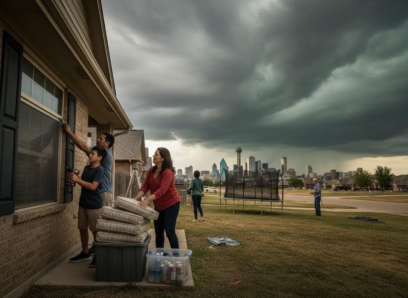 Family Prepares Home for Approaching Storm