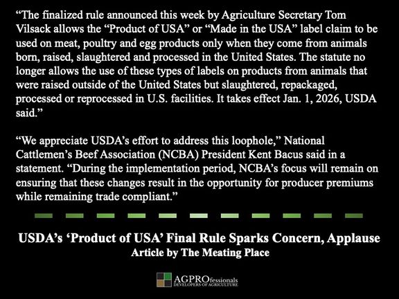 Agriculture Secretary Tom Vilsack Allows "Product of the USA" label to be put on meat, poultry, and egg products