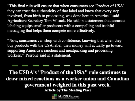 'Product of USA' label rule will help ensure consumers to trust the process of their food from start to finish was done in America
