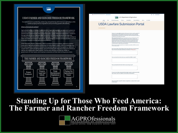 Farmer and Rancher Freedom Framework and Lawfare Portal - USDA - AGPROfessionals.png
