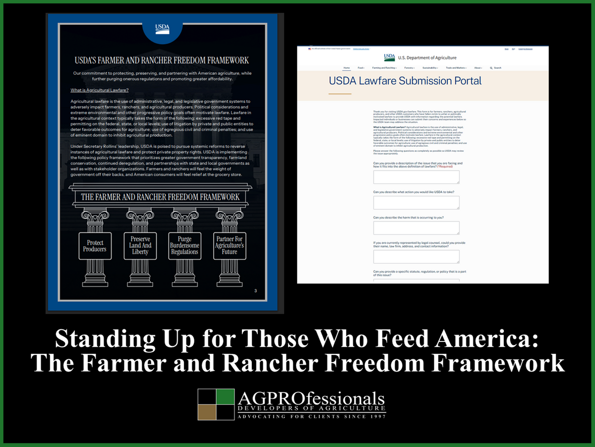 Farmer and Rancher Freedom Framework and Lawfare Portal - USDA - AGPROfessionals.png
