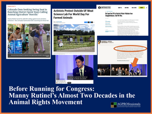 As Colorado State Representative Manny Rutinel campaigns for Congress in a key agricultural district, questions about his animal rights movement history have arisen. His documented involvement with the animal rights movement extends from a 14-year-old youth to college activism and social media posts in his early twenties to Yale Law School, an agricultural startup, litigation against meat facilities, animal law teaching, and a 2024 appearance before the Animal Legal Defense Fund Student Convention during his time in the Colorado General Assembly.
Understanding that history is important for agricultural producers who are now being asked to evaluate Rutinel as a congressional candidate.
At the 2024 Animal Legal Defense Fund Student Convention, he said this role helped develop his identity as an advocate. Before law school, he interned with the Humane Society and has also been aligned with radical animal rights groups PETA and Mercy for Animals. Before Running for Congress: Manny Rutinel’s Almost Two Decades in the Animal Rights Movement
