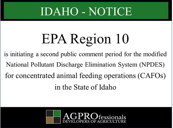 Idaho Notice Comment Period Open CAFO NPDES
