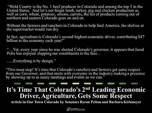 Jared Polis Needs to Give Agriculture in Colorado Some Respect Byron Pelton Barbara Kirkmeyer.png