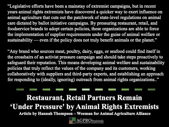 Animal Rights Activists are finding new ways to be influential on animal agriculture