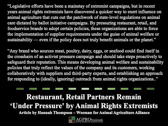 Animal Rights Activists are finding new ways to be influential on animal agriculture