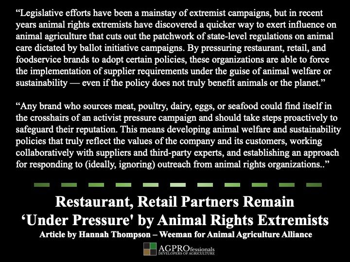 Animal Rights Activists are finding new ways to be influential on animal agriculture