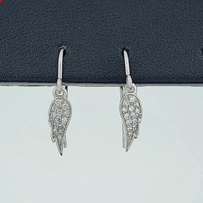 Silver Single Angel Wing Earrings