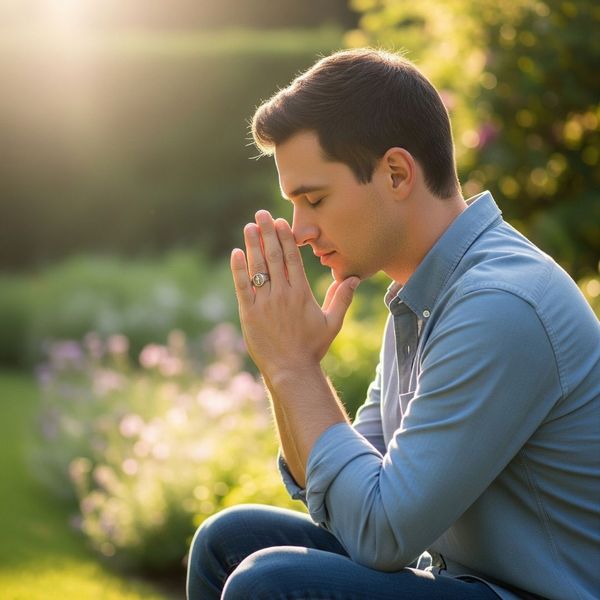 erson in quiet reflection, wearing an inspirational ring