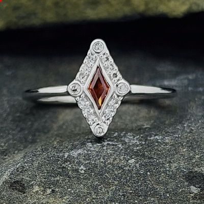 Lab Diamond Rhodium Silver January Birthstone Ring