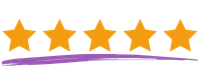5 orange colored stars with a purple line underneath