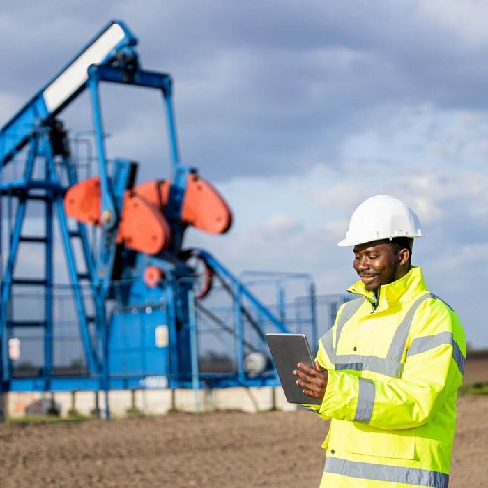 man in oil field