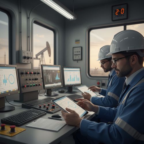 Engineers reviewing data on tablets in an industrial control room. automation.jpg