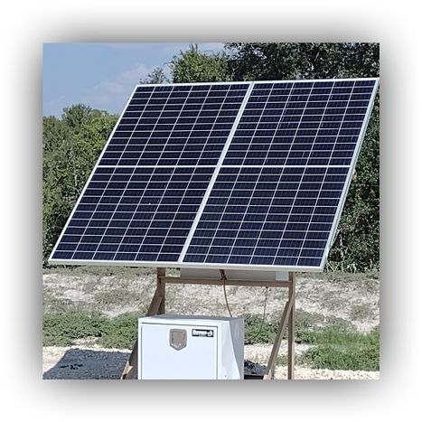 A G&C Optimization technician performing maintenance on a remote solar power system, emphasizing expert support.