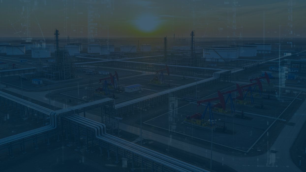 Overhead view of an oil and gas production site