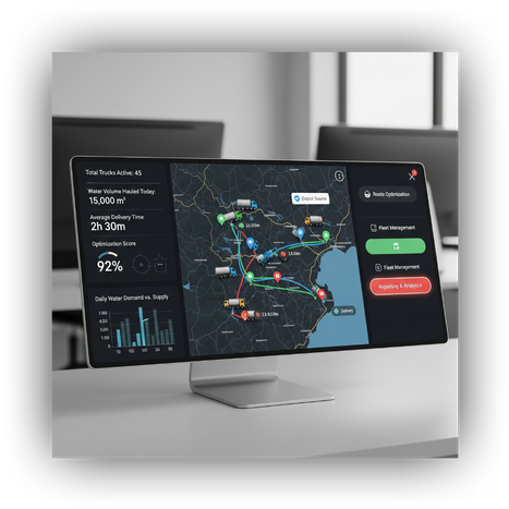 A smart control panel optimizing water hauling logistics.
