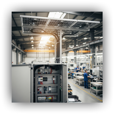 An integrated industrial UPS and solar system installed in a factory