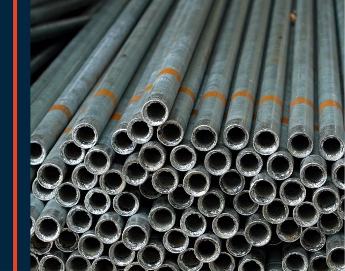 Metal tubes that have been hot tip galvanized