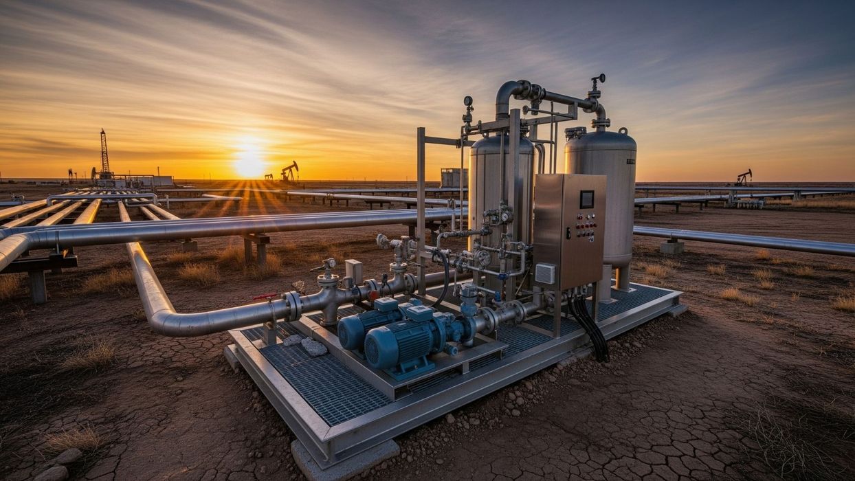 oil field at sunset