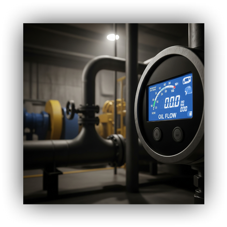 Digital flow meter in an oil facility