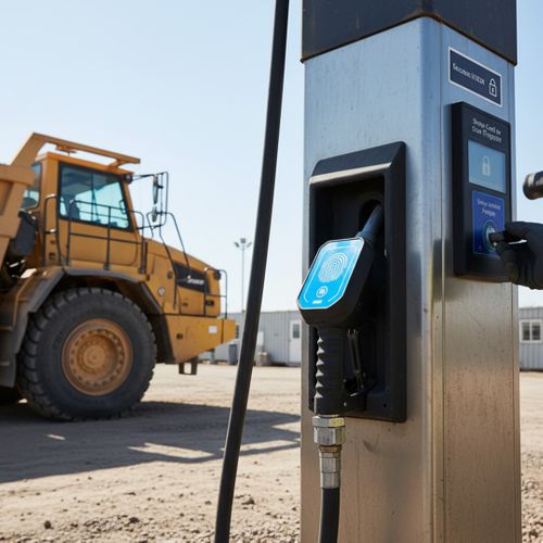 Secure fuel pump with biometric scanner and vehicle in foreground gas.jpg